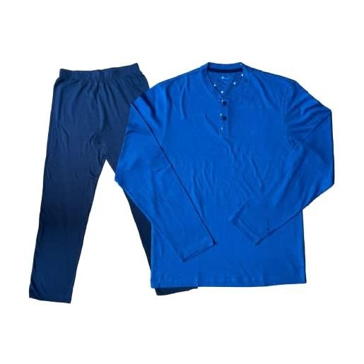 CAGI pigiama uomo cotone estivo lungo leggero mod. Serafino art. 4340-4/m medium bluette/blu 889