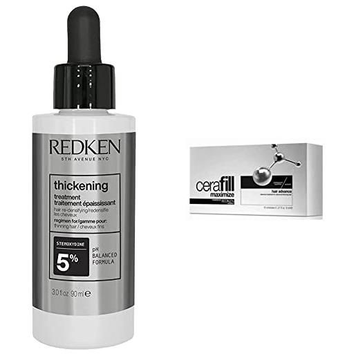 Redken | trattamento professionale, siero leave-in per capelli in stato di diradamento progressivo, cerafill retaliate stemoxydine 5% , 90 ml & 69300 cura capillare, 10x6ml - fiale anticaduta