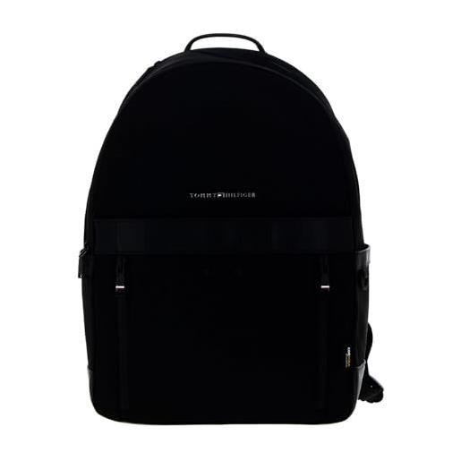 Tommy Hilfiger zaino uomo th elevated 1985 backpack bagaglio a mano, nero (black), taglia unica