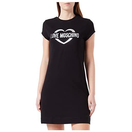Love Moschino slim fit a-line short-sleeved dress, nero, 44 donna