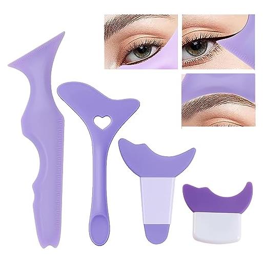 Kinretixia® set di 4 stencil per eyeliner all-in-one, per ombretto e eyeliner, per deflettore in silicone, eyeliner definito