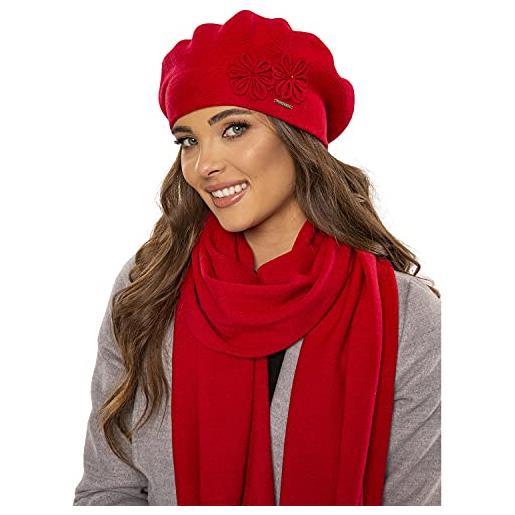 Vivisence berretto e sciarpa da donna 2 pezzi 7007kmpl, rosso, taglia unica