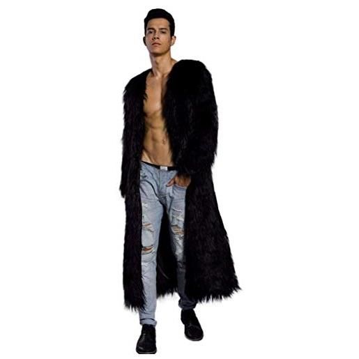 Huixin cappotto per spolverino finto cappotto invernale coat in uomo da pelliccia sintetica a maniche lunghe (color: schwarz, size: 3xl)