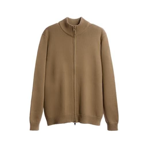 Diana Studio, giacca full zip in maglia taupe uomo, 100% cotone, maniche lunghe, taglia l, regular fit