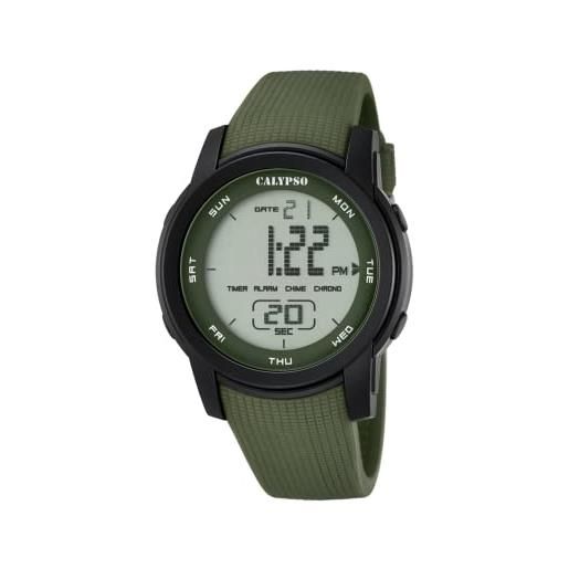 Calypso k5698/4 - orologio digitale unisex con display lcd e cinturino in plastica verde