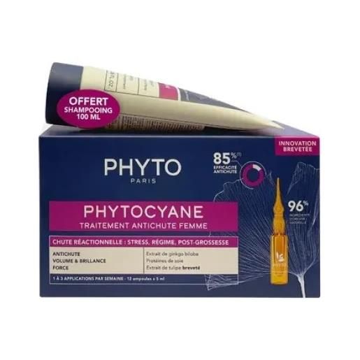 Phyto kit phytocyane donna progressiva siero 12 fiale 5 ml + shampoo donna 100 ml