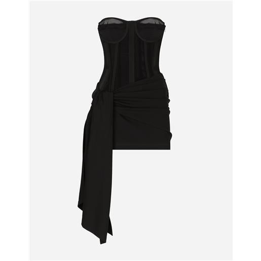 Dolce & Gabbana short milano rib jersey dress with corset detailing