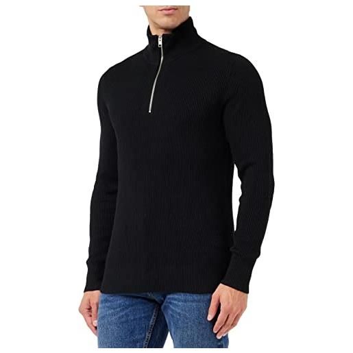 JACK & JONES jprperfect-maglia a mezza zip sn maglione, nero, xxl uomo
