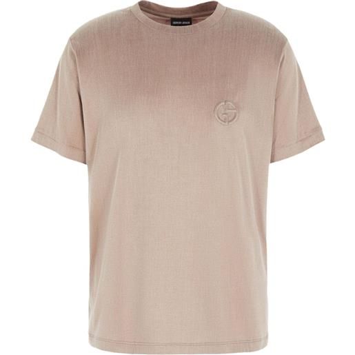 Giorgio Armani t-shirt girocollo con logo goffrato - marrone