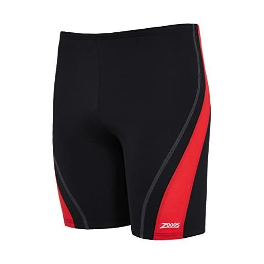 Zoggs eaton mid jammer costume da bagno, nero-rosso, 34 uomo