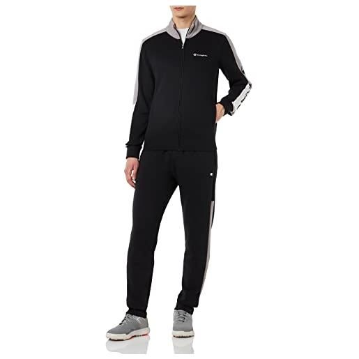 Champion legacy sweatsuits heritage powerblend ac tuta sportiva, (verde canna di fucile/nero), m uomo