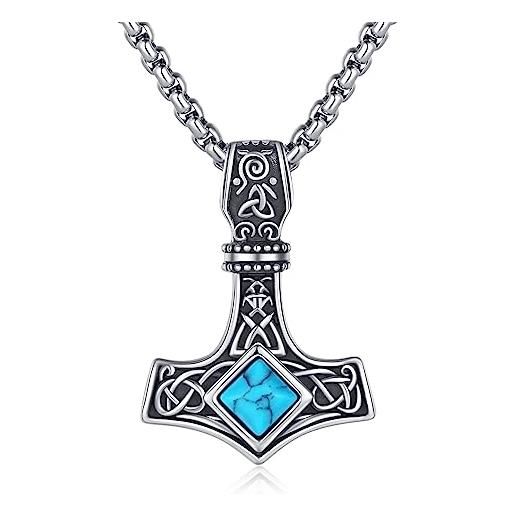 ZIPPICE collana con ciondolo a forma di martello di thor, in argento sterling con nodo celtico vichingo, gioiello unisex, argento sterling