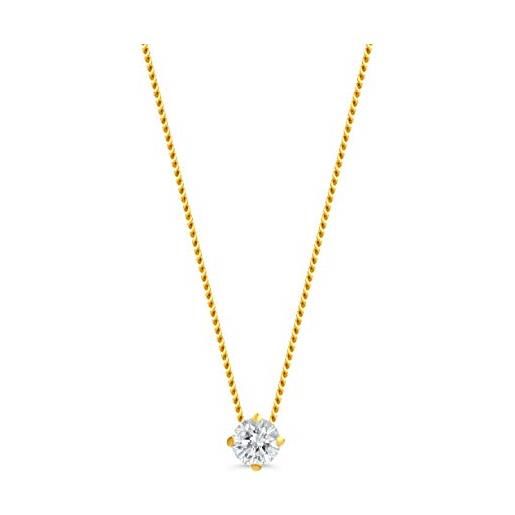 Orovi collana da donna con diamanti da 0,10 ct, in oro bianco e oro giallo 14 carati (585), lunghezza 45 cm, oro, diamante