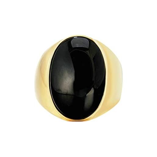 Lieson anello acciaio inossidabile uomo, anelli uomo incisione opale di pietra ovale nero oro anello misura 27