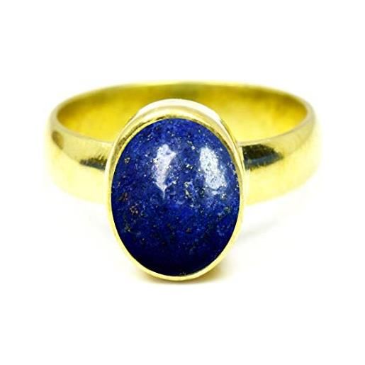 Jewelryonclick - anello da uomo placcato in oro con lapislazzuli naturale da 7 carati, misure h, i, m, n, p, r, s, t, u, w, x, z e placcato oro, 63 (20.1), colore: blue, cod. Jcgpllam7-u
