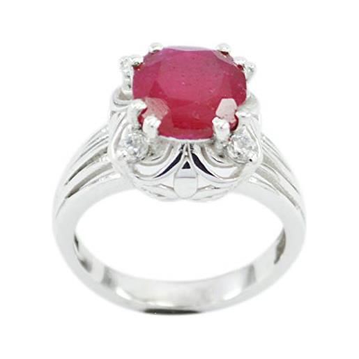 RIYO india anello in argento 925 rosso naturale accattivante, anello in argento con gemma rosso rubino indiano