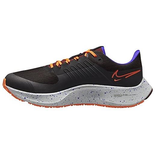 Nike air zoom pegasus 38 shield, sneaker uomo, black/orange-total orange-bronze eclipse-indigo burst-grey fog, 47.5 eu