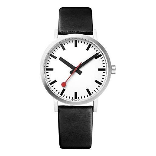 Mondaine classic - orologio con cinturino nero in pelle per uomo e donna, a660.30314.16om, 36 mm