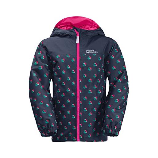 Jack Wolfskin rainbow paw jacket k, cappotto unisex, night blue/pink all over
