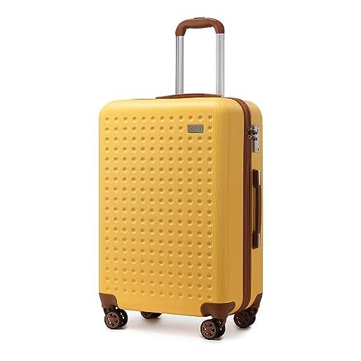 Kono valigia media da 67cm trolley bagaglio rigida e leggero valigie con tsa lucchetto e 4 ruote girevoli (giallo)