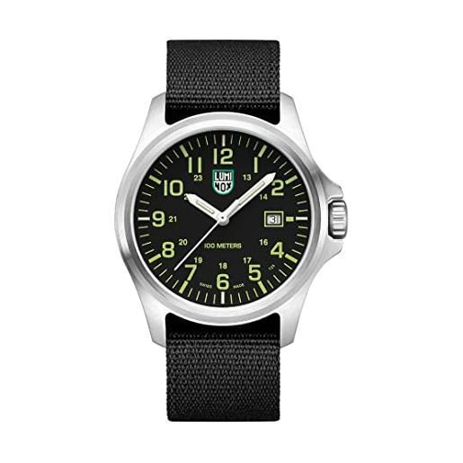 Luminox g patagonia steel x2.2517 orologio da uomo 43 mm - orologio militare nero con datario impermeabile 100 m, nero