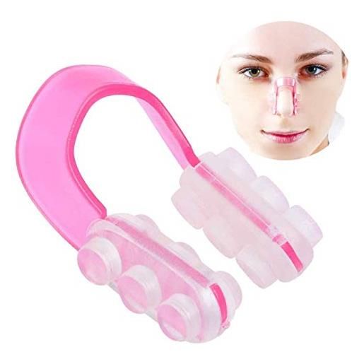 Glamza - formatore per naso in silicone, per un ponte nasale snello e sottile, strumento per raddrizzare e sollevare il naso, colore rosa