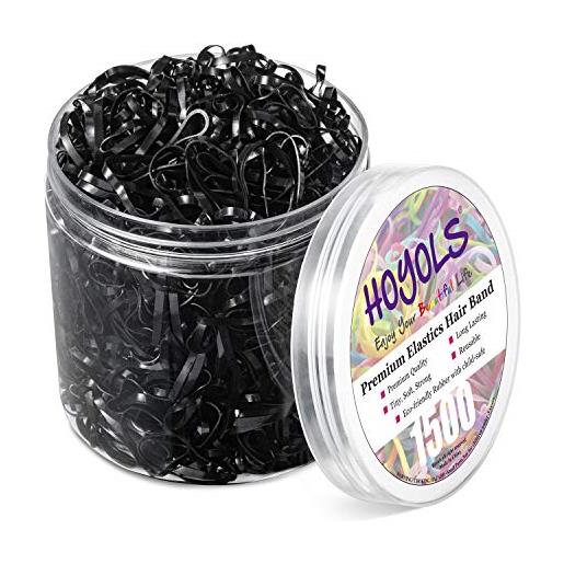 Hoyols fascette per capelli in gomma nera | accessori per capelli elastici per ragazze | 1500 pezzi