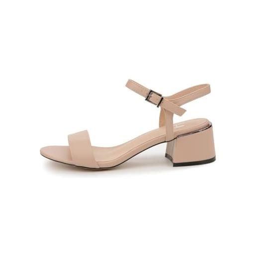 Rio Fiore sandali donna con tacco, beige, 5 cm tacco a blocco, cinturino alla caviglia, ecopelle, c553-k1781-13 (beige pu, 38 eu)