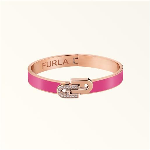 Furla arch double braccialetto hot pink rosa metallo + smalto + strass donna