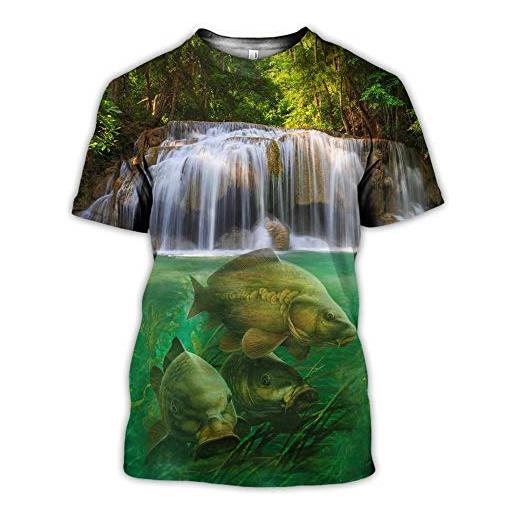 BBYOUTH camicie da pesca per uomo 3d per uomo, camouflage fish reaper print animal art summer manica corta arajuku t-shirt, bass fishing, l