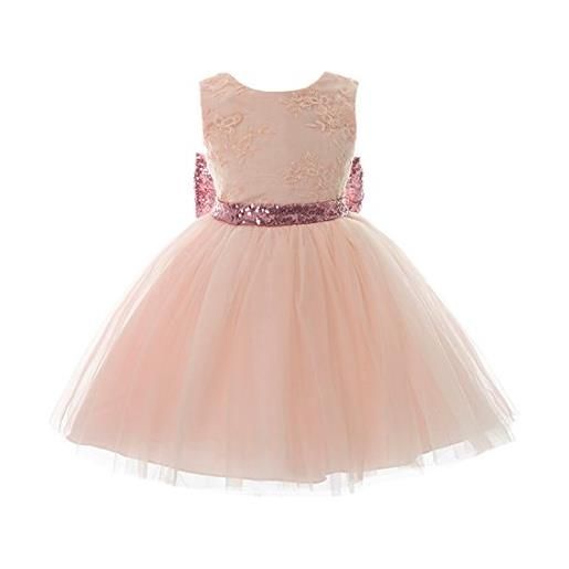 Inlefen girls bowknot lace princess gonna paillettes estate abiti per bebè bambini 0-5 anni rosa 120/4-5 anni