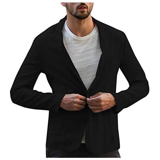 INNERTERNET cord blazer - giacca da uomo, elegante, per lavoro, feste, affari, matrimoni, nero , l