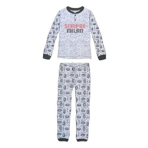 A.C MILAN pigiama milan bambino bimbo prodotto ufficiale (grigio melange) (4 anni)