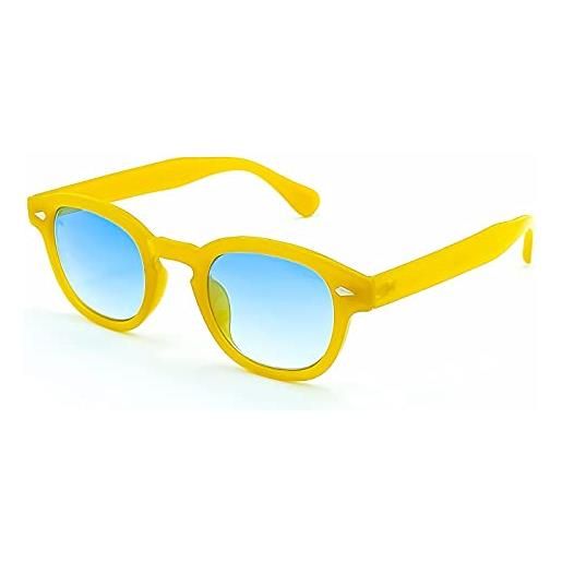 KISS occhiali da sole stile moscot mod. Depp iconic - johnny depp uomo donna vintage unisex - giallo/soft blue