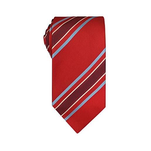 Remo Sartori - cravatta in pura seta a righe regimental, largh 8.5 cm, made in italy, uomo (rosso)