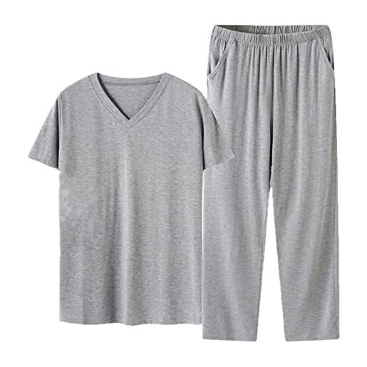GILIOS men's pajamas sets summer short sleeve shirt sleepwear casual man