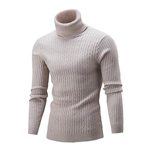 Innerternet maglione a collo alto, da uomo, in 100% lana merino, a maniche lunghe, slim fit, slim fit, dolcevita comodo, morbido, schwarz, m