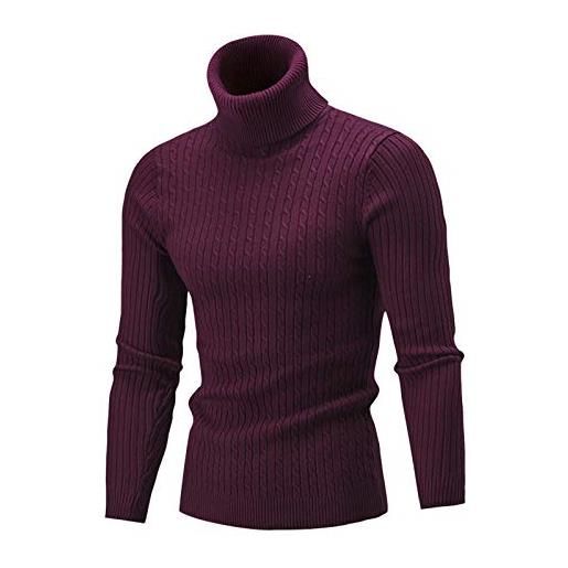 Innerternet maglione a collo alto, da uomo, in 100% lana merino, a maniche lunghe, slim fit, slim fit, dolcevita comodo, morbido, marineblau, xl