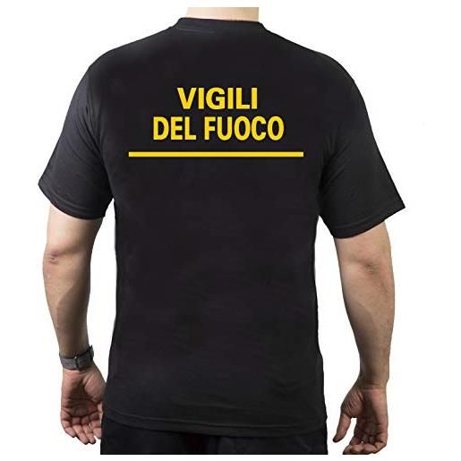 fuoco1 t-shirt (black/nero), vigili del fuoco, teste gialli, m