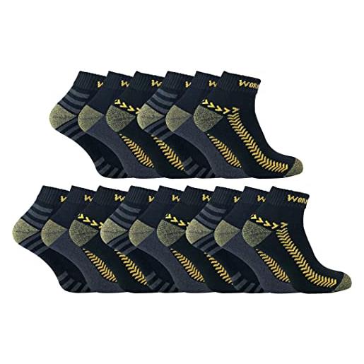 Sock Snob - 15 paia di calzini da allenamento per caviglia da uomo | calzini corti da lavoro imbottiti e traspiranti con tallone e punta rinforzati (39-45, 15 coppie)