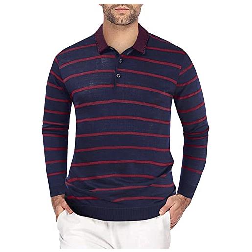 Innerternet maglione da uomo in 100% lana merino, a collo alto, a maglia fine, comoda e morbida, colore: rosso, xxxl
