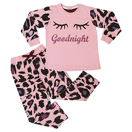 A2Z 4 Kids ragazze goodnight pigiama pjs 2 pezzo leopardo set lounge abito - pjs 154 white_. 7-8