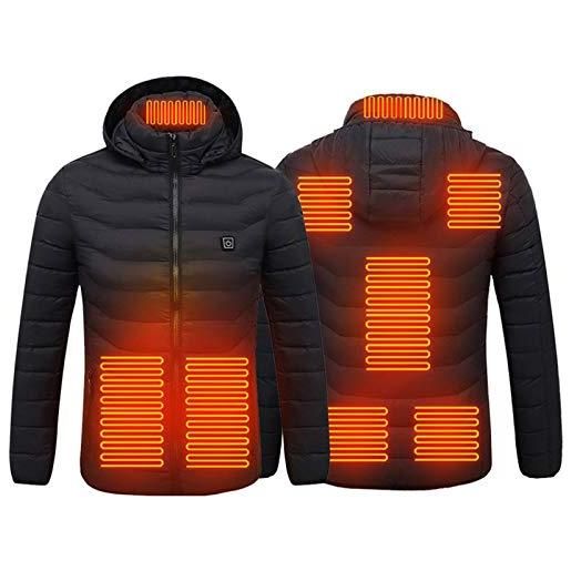 QQA giacca riscaldato da uomo moto giubbotto riscaldato usb riscaldato elettrico impermeabile giubbino (non include), nero, s