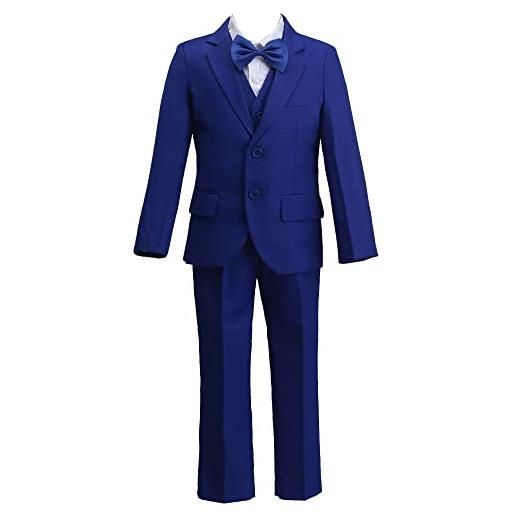 Generico abiti elegante completi per ragazzi con la camicia pantaloni gilet e papillon 5 set con la vita regolabile (standard, 4 anni, beige)