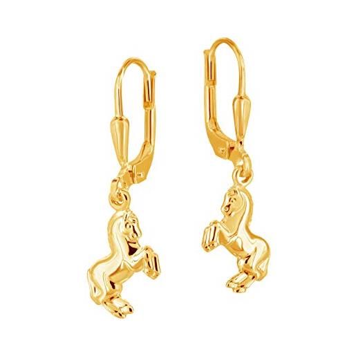 Tiwoca® jewellery - orecchini a forma di cavallo, senza nichel, con custodia di alta qualità e panno per lucidare gioielli, argento argento oro