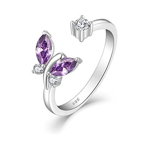 Starchenie anello a farfalla regolabile gioielli in argento 925 aaa zircone cubico anello da donna, argento