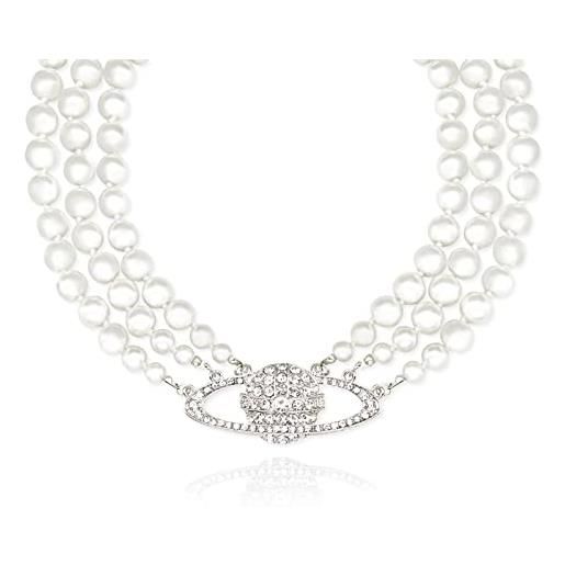 YuSaug collana perle, 1920s collana di perle, multistrato perle collana girocollo per donna sposa gioielli accessori