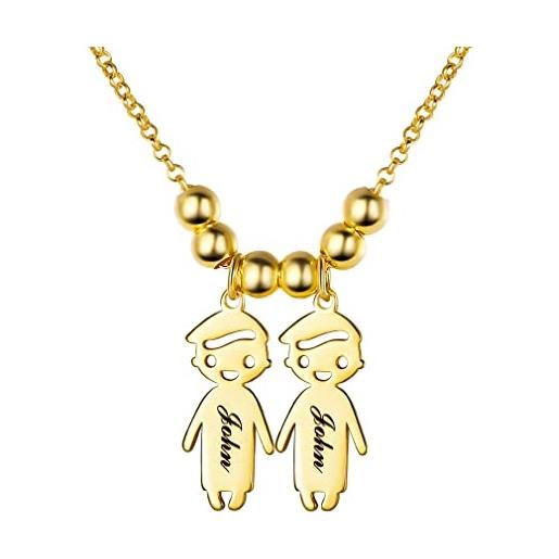 Custom4U collana personalizzatoa con ciondolo di bambini ragazzi e ragazze 1-5 nomi collana da donna mamma placcata in oro in argento s925 gioielli personalizzati regalo di compleanno per madre