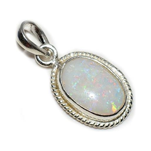 Jewelryonclick - ciondolo in argento sterling 925 con opale naturale, 4 carati