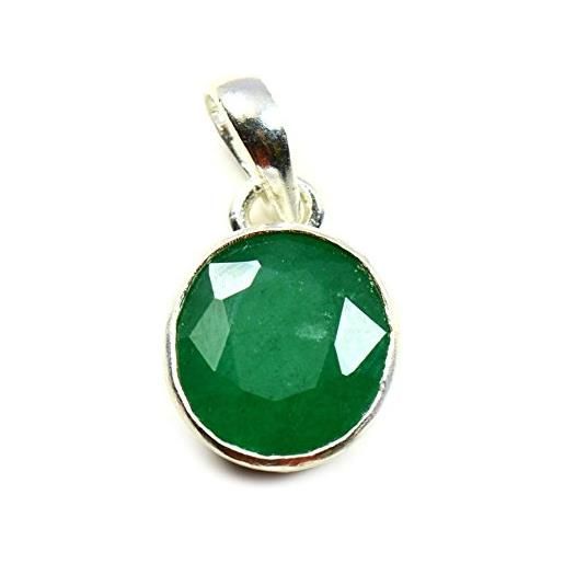 JewelryOnClick - ciondolo in argento sterling 925 con smeraldo naturale 4 carati